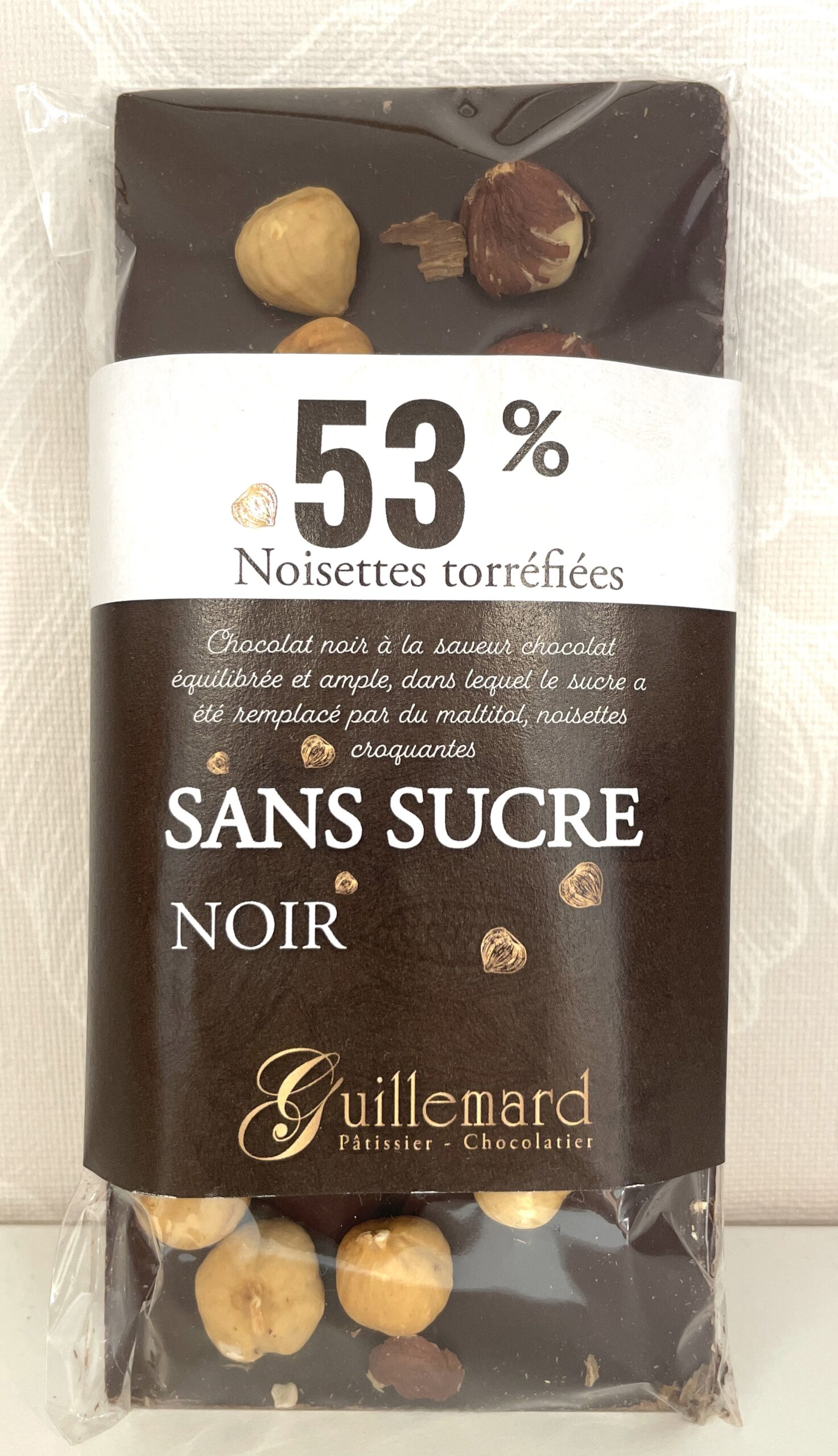 Chocolat noir aux noisettes sans sucre