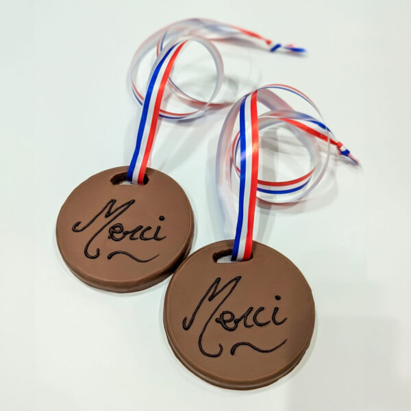 Médaille en chocolat merci