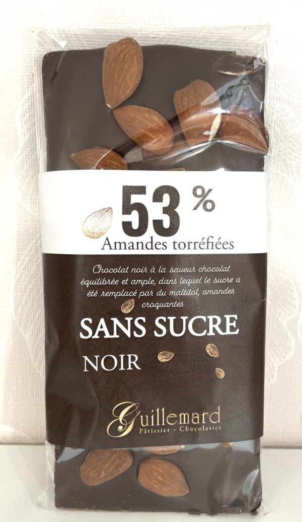 Chocolat noir sans sucre amandes